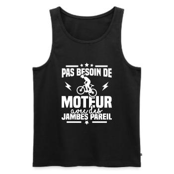 Humour cycliste, pas besoin de moteur - Débardeur bio Premium Homme - noir - Devant - AI Model Male 178 light (178cm)