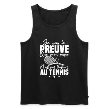 Preuve que mon papa tennis, Humour tennis - Débardeur bio Premium Homme - noir - Devant - AI Model Male 178 light (178cm)