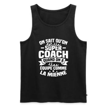 On sait qu'on est un super coach - Débardeur bio Premium Homme - noir - Devant - Michal (187cm)