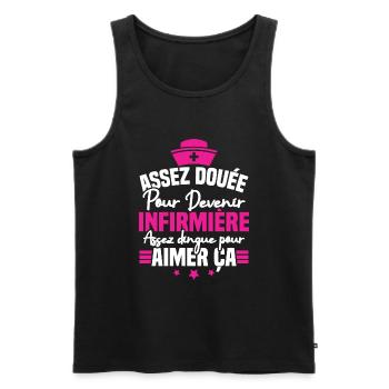 Assez douée pour devenir infirmière - Débardeur bio Premium Homme - noir - Devant - AI Model Male 178 light (178cm)