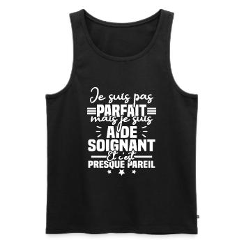 Je suis pas parfait mais je suis aide soignant - Débardeur bio Premium Homme - noir - Devant - Michal (187cm)
