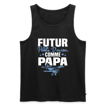 Futur Pilote d'avion comme Papa - Débardeur bio Premium Homme - noir - Devant - Michal (187cm)