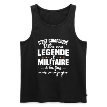 Légende et militaire - Débardeur bio Premium Homme - noir - Devant - Michal (187cm)