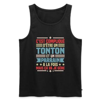 Tonton et Parrain - Débardeur bio Premium Homme - noir - Devant - Michal (187cm)