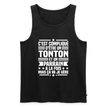 Tonton et Parrain - Débardeur bio Premium Homme - noir - Devant - Michal (187cm)