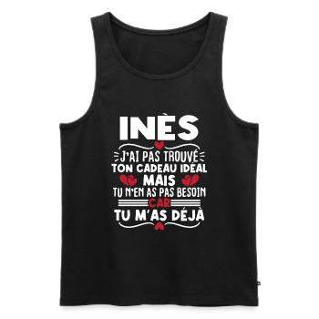 Inès j'ai pas trouvé ton cadeau idéal... - Débardeur bio Premium Homme - noir - Devant - Michal (187cm)