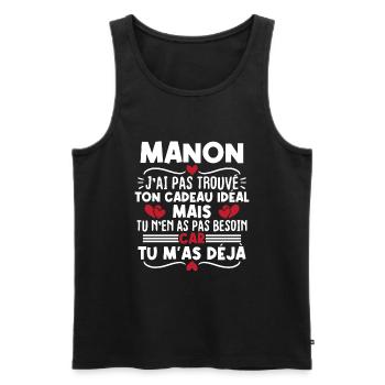 Manon j'ai pas trouvé ton cadeau idéal... - Débardeur bio Premium Homme - noir - Devant - Michal (187cm)