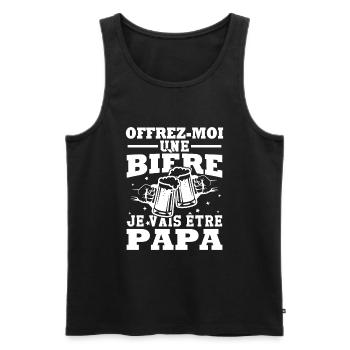 Offrez moi une bière je vais être papa - Débardeur bio Premium Homme - noir - Devant - Michal (187cm)