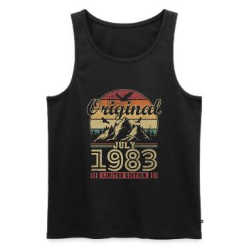 Original Juillet 1983 Vintage Anniversaire 1983 - Débardeur bio Premium Homme - noir - Devant - Michal (187cm)