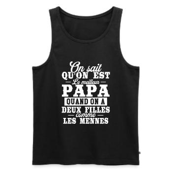 Qu'on est le meilleur papa quand on a deux filles - Débardeur bio Premium Homme - noir - Devant - Michal (187cm)
