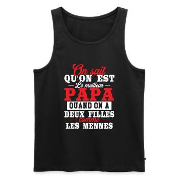 Qu'on est le meilleur papa quand on a deux filles - Débardeur bio Premium Homme - noir - Devant - Michal (187cm)