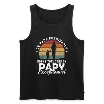 Papa formidable, papy exceptionnel - Débardeur bio Premium Homme - noir - Devant - AI Model Male 178 light (178cm)