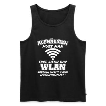 Aufräumen erst wenn das Wlan nicht mehr durchkommt - Männer Premium Bio Tank Top - Schwarz - Vorne - Michal (187cm)