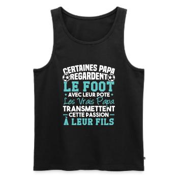 Passion Foot de Père en Fils Humour cadeau - Débardeur bio Premium Homme - noir - Devant - AI Model Male 178 light (178cm)