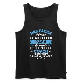 Papa et Coach - Débardeur bio Premium Homme - noir - Devant - Michal (187cm)