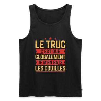 Globalement je m'en bats les couilles - Débardeur bio Premium Homme - noir - Devant - AI Model Male 178 light (178cm)