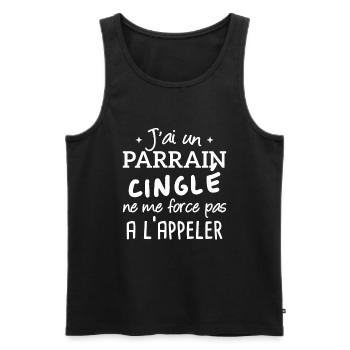 J'ai un parrain cinglé humour cadeau - Débardeur bio Premium Homme - noir - Devant - Michal (187cm)