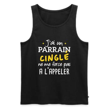 J'ai un parrain cinglé humour cadeau - Débardeur bio Premium Homme - noir - Devant - Michal (187cm)