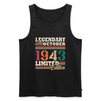 Vintage 1943 Octobre Cadeau Anniversaire Rétro - Débardeur bio Premium Homme - noir - Devant - Michal (187cm)