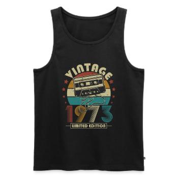 Vintage 1973 Anniversaire Rétro Vintage Cadeau - Débardeur bio Premium Homme - noir - Devant - Michal (187cm)