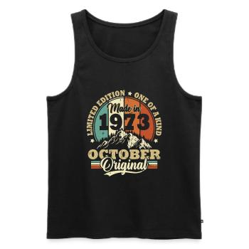 Cadeau Anniversaire Rétro Vintage 1973 Octobre - Débardeur bio Premium Homme - noir - Devant - Michal (187cm)