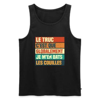 Globalement je m'en bats les couilles - Débardeur bio Premium Homme - noir - Devant - AI Model Male 178 light (178cm)