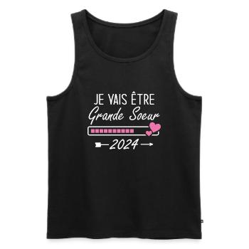 Je Vais être Grande Soeur 2024 - Débardeur bio Premium Homme - noir - Devant - Michal (187cm)