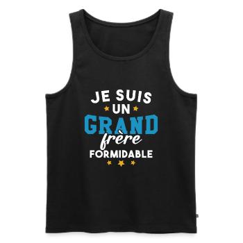 Je suis un Grand frère formidable - Débardeur bio Premium Homme - noir - Devant - Michal (187cm)