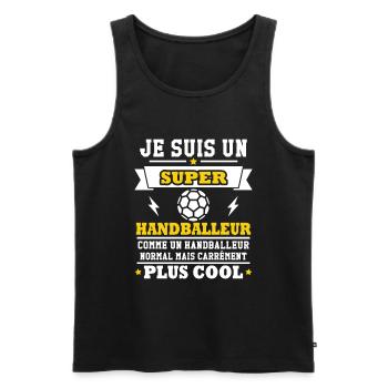Je suis un super handballeur - Débardeur bio Premium Homme - noir - Devant - Michal (187cm)