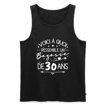 Voici à quoi ressemble un bogosse de 30 ans - Débardeur bio Premium Homme - noir - Devant - AI Model Male 178 light (178cm)