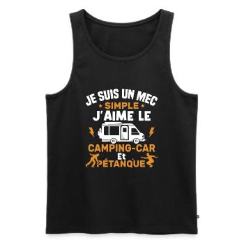 J'aime le camping car et pétanque - Débardeur bio Premium Homme - noir - Devant - Michal (187cm)