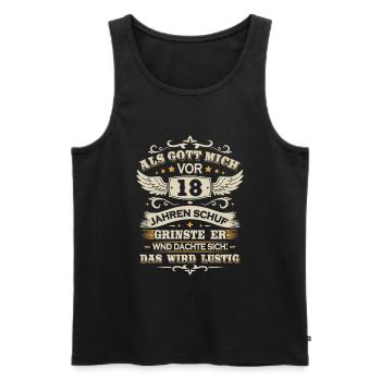 18. Geburtstag Als gott mich vor 18 jahren schuf - Männer Premium Bio Tank Top - Schwarz - Vorne - AI Model Male 178 light (178cm)