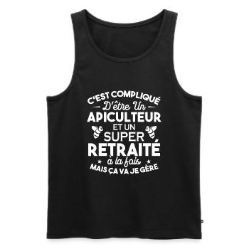Un Apiculteur et un Super retraité Cadeau Humour - Débardeur bio Premium Homme - noir - Devant - Michal (187cm)