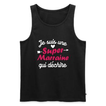 Je suis une Super Marraine qui Dechire - Débardeur bio Premium Homme - noir - Devant - Michal (187cm)