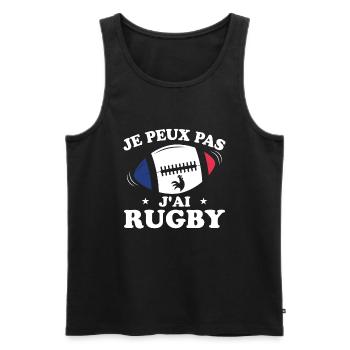 Je Peux Pas J'ai Rugby Humour Cadeau - Débardeur bio Premium Homme - noir - Devant - Michal (187cm)