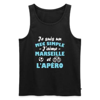Je suis un mec simple j aime marseille et l apéro - Débardeur bio Premium Homme - noir - Devant - Michal (187cm)