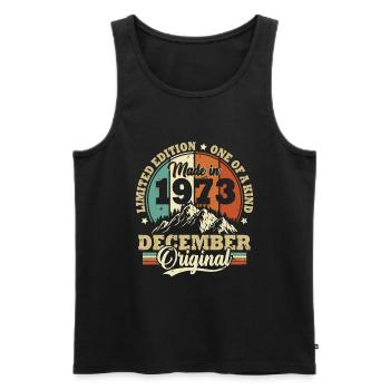 Cadeau Anniversaire Rétro Vintage 1973 Décembre - Débardeur bio Premium Homme - noir - Devant - Michal (187cm)