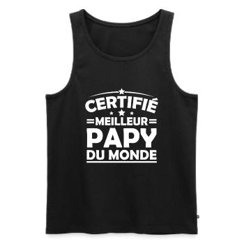 Certifié Meilleur Papy du Monde - Débardeur bio Premium Homme - noir - Devant - Michal (187cm)