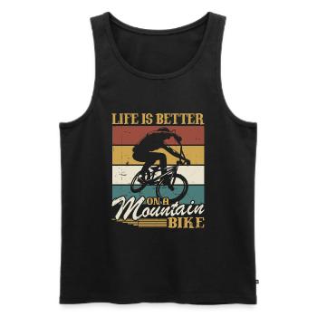 Life is better on a mountain bike - Men's Premium Organic Tank Top - black - Front - Michal (187cm)