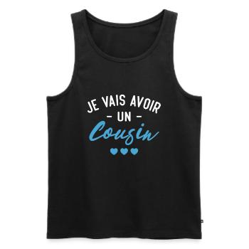 Je vais avoir un cousin - Débardeur bio Premium Homme - noir - Devant - Michal (187cm)