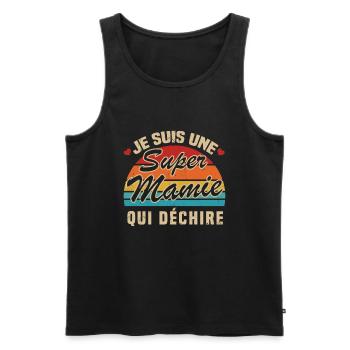 Je suis une super mamie qui déchire - Débardeur bio Premium Homme - noir - Devant - Michal (187cm)