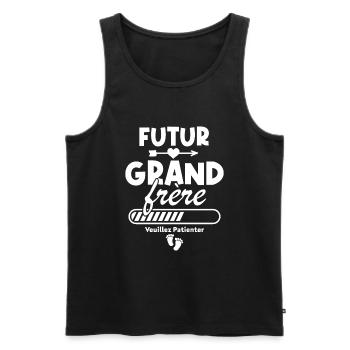 Futur grand frère veuillez patienter - Débardeur bio Premium Homme - noir - Devant - Michal (187cm)