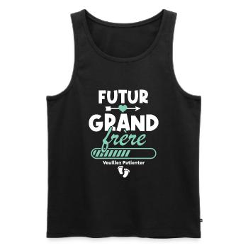 Futur grand frère veuillez patienter - Débardeur bio Premium Homme - noir - Devant - Michal (187cm)
