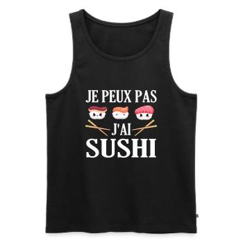 Je peux pas J'ai Sushi humour cadeau - Débardeur bio Premium Homme - noir - Devant - Michal (187cm)