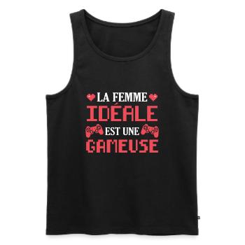 La femme idéale est une gameuse cadeau geek humour - Débardeur bio Premium Homme - noir - Devant - Michal (187cm)