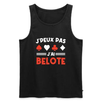 Je Peux Pas J ai Belote - Débardeur bio Premium Homme - noir - Devant - AI Model Male 178 light (178cm)