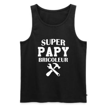 Super papy bricoleur Humour Cadeau - Débardeur bio Premium Homme - noir - Devant - Michal (187cm)