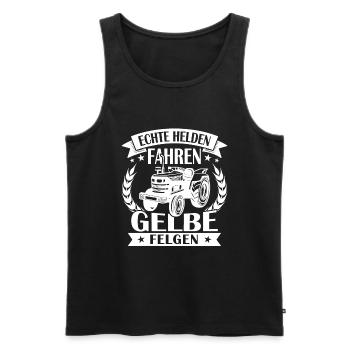 Echte helden fahren gelbe felgen - Männer Premium Bio Tank Top - Schwarz - Vorne - Michal (187cm)
