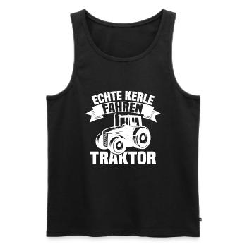Echte Kerle fahren Traktor - Männer Premium Bio Tank Top - Schwarz - Vorne - Michal (187cm)