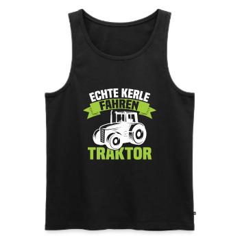 Echte Kerle fahren Traktor - Männer Premium Bio Tank Top - Schwarz - Vorne - Michal (187cm)